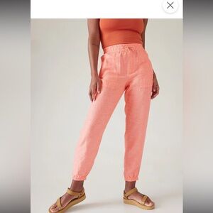 COPY - Athleta Retreat Linen Jogger Sunset Glow Pink - Size 16